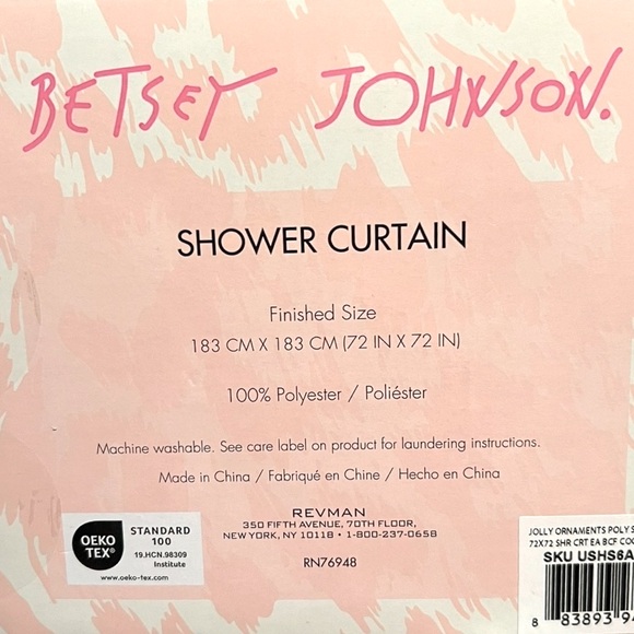 Betsey Johnson NWT Pink Red Green Christmas
Bulbs Ornaments Shower Curtain - Picture 8 of 8